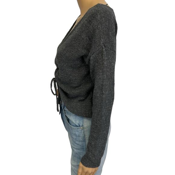 Roxy Rolling Hills Cinched Crop Sweater Gray Size S - Picture 7 of 12